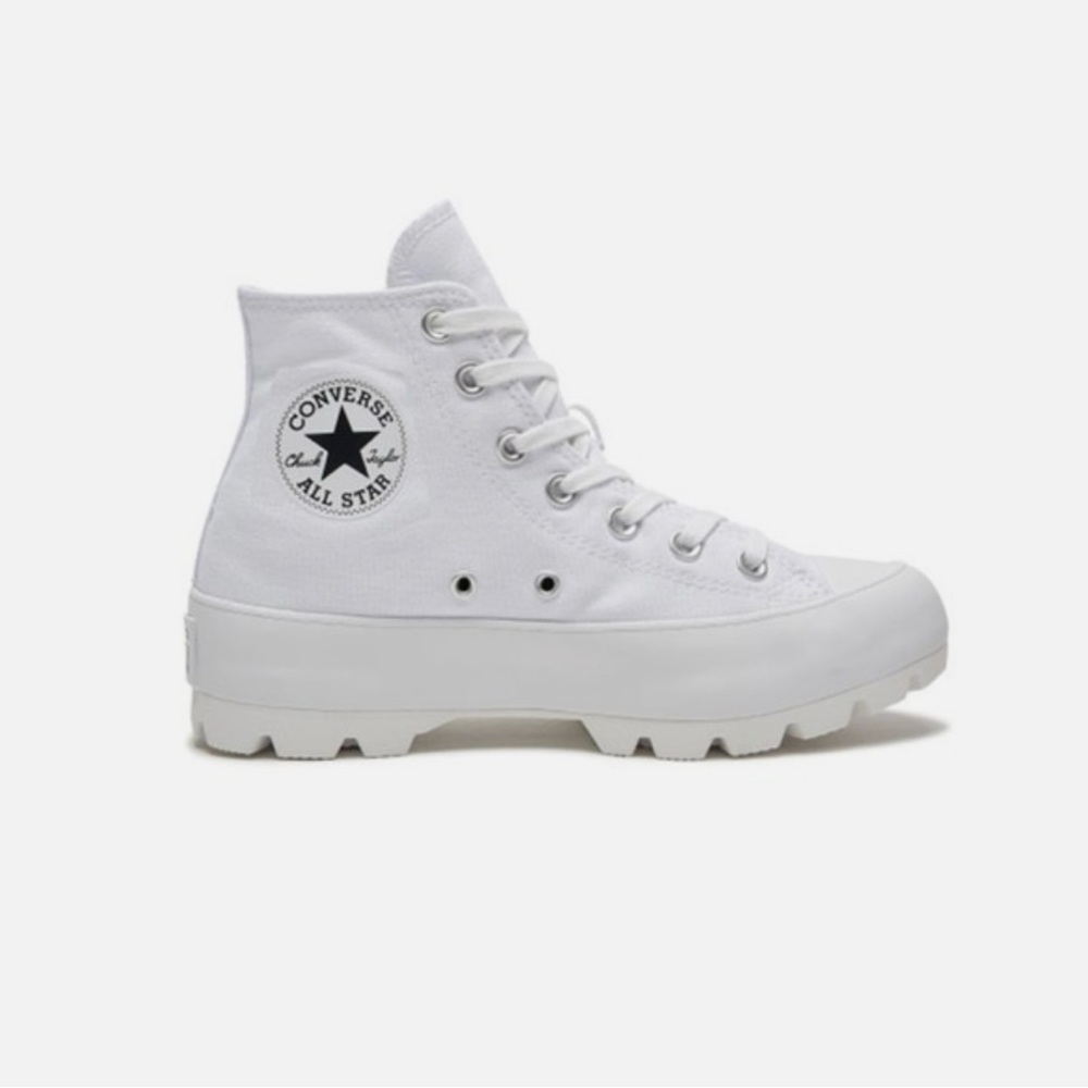 Converse Chuck Taylor all star lugged high top white sneakers shoes Sz 7.5